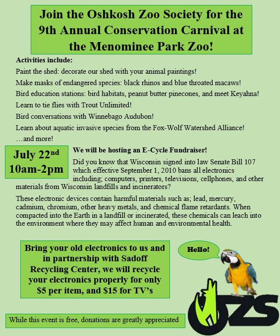 Join us at the Conservation Carnival at the Menominee Park Zoo: July 22 ...