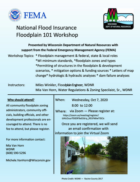 DNR offers virtual Floodplain Management 101 Workshop - Oct. 7, 2020