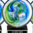 2024 Impact Award - A glass Circle with Green and Blue swirling inside